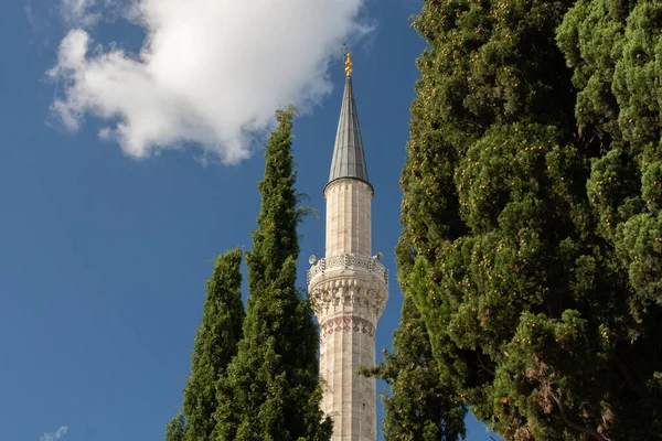 Yttre Över Minaret Moské Begreppet Resa Till Turkiet — Stockfoto