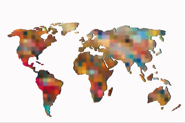 Mapa Del Mundo Esbozado Con Patrones Fondo Coloridos —  Fotos de Stock
