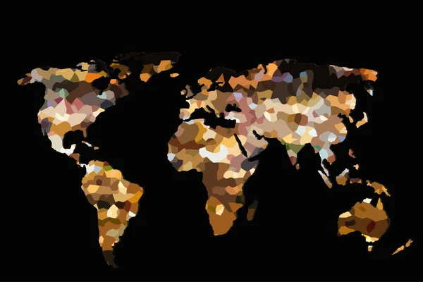 Грубо Очерченная Карта Мира Красочными Фоновыми Рисунками — стоковое фото