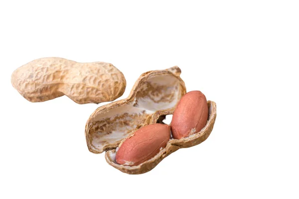 Amendoins Sobre Fundo Branco Isolado Amendoim — Fotografia de Stock