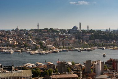 Galata Kulesi 'nden İstanbul, Türkiye' ye panoramik manzara
