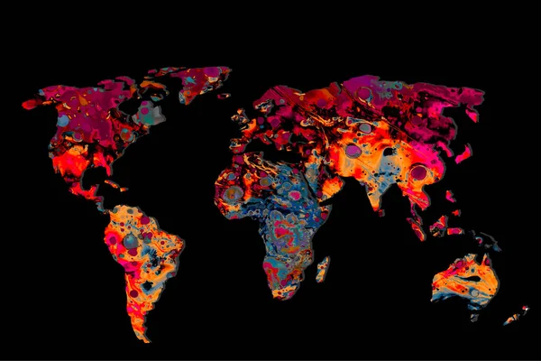 色鮮やかな背景パターンを持つ大雑把に概説された世界地図 — ストック写真