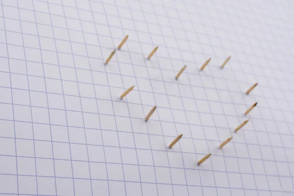 Nails Make Hole Paper Forming Heart Shape — Stock Photo, Image