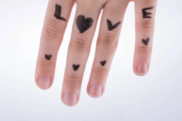 Hearts drawn on hand on a white background