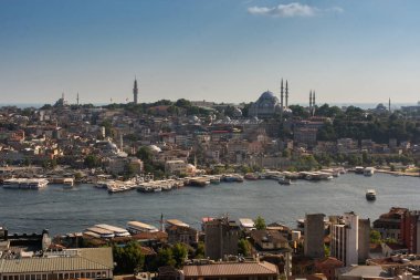 Galata Kulesi 'nden İstanbul, Türkiye' ye panoramik manzara