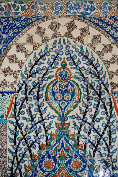 Ottoman Ancient Handmade Turkish Tiles Floral Patterns — Stock Photo, Image