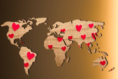 Gri arkaplan ile kabaca özetlenmiş dünya haritası