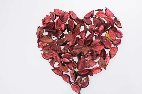 叶子形成的红色心脏 — 图库照片