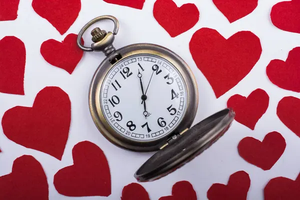 Concepto Amor Para Día San Valentín Reloj Retro —  Fotos de Stock