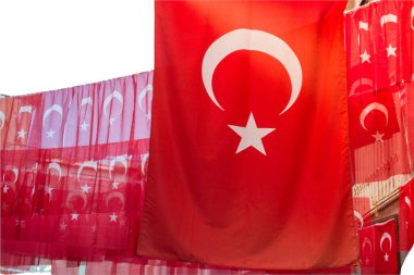 Türkiye Ulusal Bayrak Cumhuriyeti. Beyaz hilal ve kırmızı Türk bayrağında yıldız