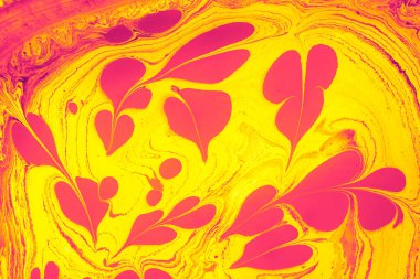 .Geleneksel Ebru bilye sanatı. Kumaş için soyut mermer çiçek deseni