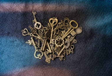 Siyah arkaplanda Retro tarzı metal tuşlar