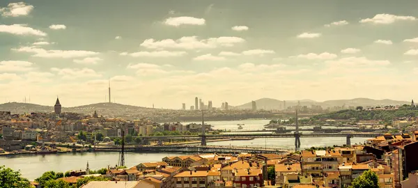 stock image Galata tower, Galata bridge, Golden Horn bridge and Ataturk Bridge view