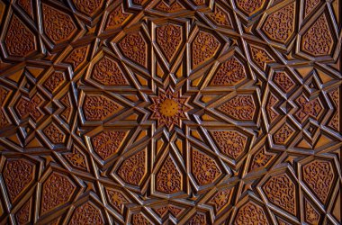 Tahtada geometrik desenli Osmanlı Türk sanatı