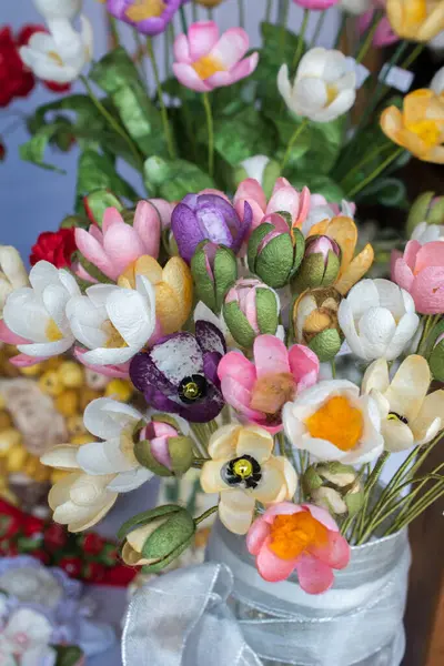 stock image Plastic unreal fake flowers colourful flowers