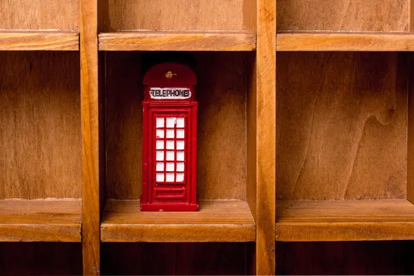 stock image Classical British style Red phone booth of London