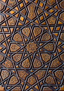 Tahtada geometrik desenli Osmanlı Türk sanatı