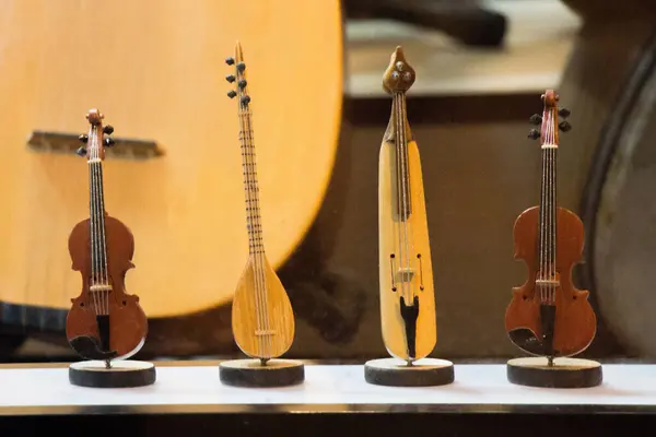 stock image Set of  models of musical instruments made of wood