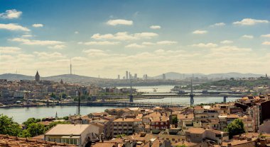 Galata Kulesi, Galata Köprüsü, Golden Horn Köprüsü ve Atatürk Köprüsü manzarası