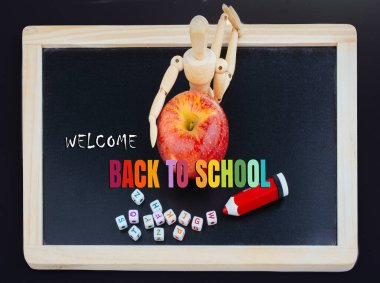 Back to school wording as education, teaching and learning concept clipart