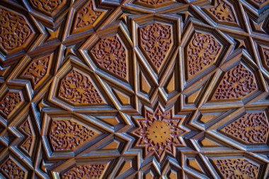 Tahtada geometrik desenli Osmanlı Türk sanatı