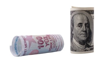 Türk Lirası ve Dolar banknotu. Türk lirası ve Amerikan doları geçmişi