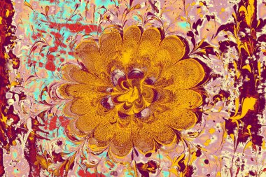 Soyut boyalı yaratıcı ebru sanat arka planı. Mermer desenli çiçek desenleri