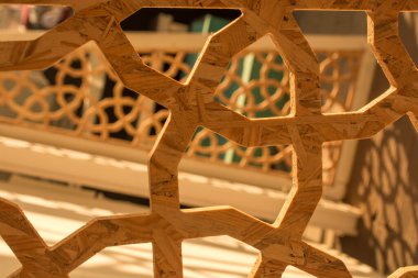 Tahtada geometrik desenli Osmanlı Türk sanatı