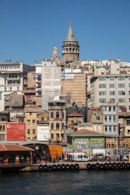İstanbul 'daki Bizans döneminden Galata Kulesi manzarası