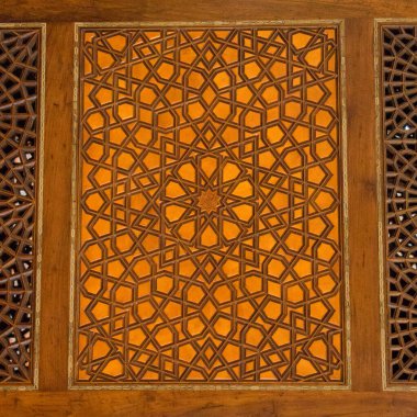 Tahtada geometrik desenli Osmanlı Türk sanatı