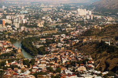 Gürcistan 'daki Tiflis' in güzel panoramik manzarası