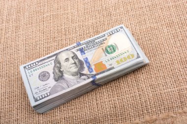 Banknotlar keten bir tuvalde tuval üzerine Amerikan dolarları