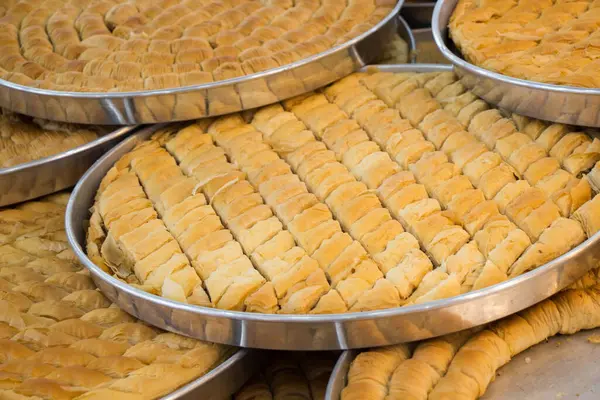 stock image Turkish traditional desert sweets at the Market