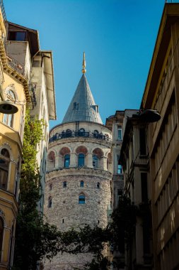 İstanbul 'da antik çağlardan kalma Galata Kulesi manzarası