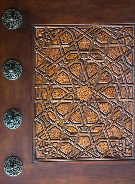 stock image Ottoman Turkish  art with geometric patterns on wood