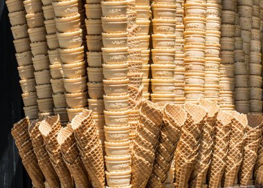 Görünüşte boş waffle dondurma külahları