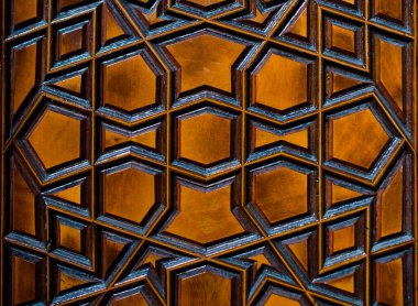 Tahtada geometrik desenli Osmanlı Türk sanatı