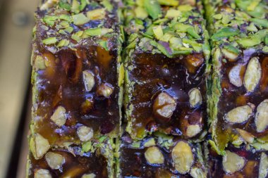 Bir sürü geleneksel Türk Lokum şekeri.