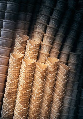 Görünüşte boş waffle dondurma külahları