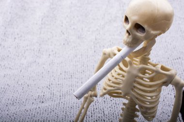 Human skeleton model for medical anatomy no smoking concept.