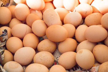 Pazar yerinde organik taze çiftlik yumurtaları.