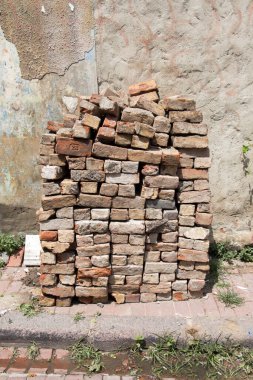 Load of bricks in stock for construction purpose clipart