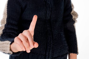 Beyaz bir arka planda el hareketi yapmak.