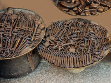 Metalden yapılmış antik stil renk dekoratif anahtar