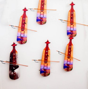 Set of  models of musical instruments made of wood clipart