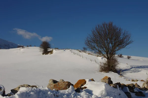 Abruzzo Maiella Plateau Панорамний Вид Сніговим Ландшафтом — стокове фото