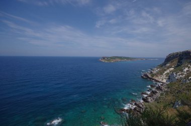 Tremiti Adaları 'ndan takımada, Puglia, İtalya - San Nicola Adası' ndan panoramik manzara