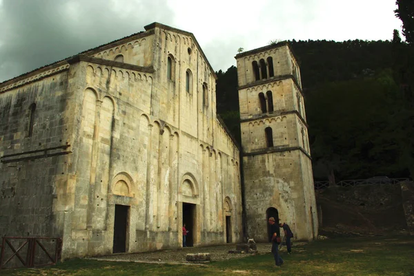Antiga Igreja San Liberatore Majella Com Campanário Localizado Município Serramonacesca — Fotografia de Stock