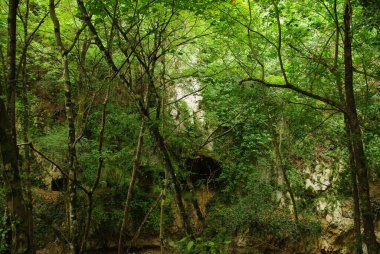 Serramonacesca - Abruzzo - Maiella 'daki San Liberatore' un taş mezarları