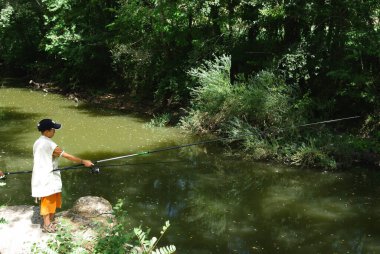 Campolattaro - Benevento - Campania - Ağustos 2008 - Tammaro Nehri Oasis 'deki Balıkçılar